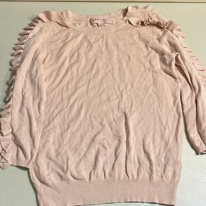 Philosophy Soft Blush Ruffle-Trim Crew Sweater